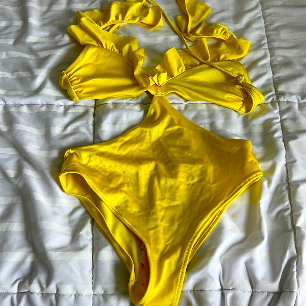 Yellow one piece swimsuit worn once